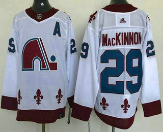 Men's Colorado Avalanche #29 Nathan MacKinnon White 2021 Reverse Retro Authentic Jersey