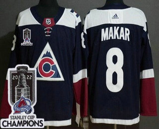 Men's Colorado Avalanche #8 Cale Makar Navy Alternate 2022 Stanley Cup Champions Stitched Jersey