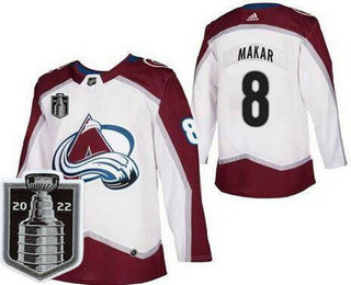 Men's Colorado Avalanche #8 Cale Makar White 2022 Stanley Cup Stitched Jersey