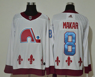 Men's Colorado Avalanche #8 Cale Makar White Adidas 2020-21 Stitched NHL Jersey