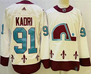 Men's Colorado Avalanche #91 Nazem Kadri White 2021 Reverse Retro Stitched Jersey