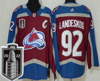 Men's Colorado Avalanche #92 Gabriel Landeskog Red 2022 Stanley Cup Stitched Jersey