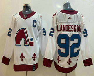 Men's Colorado Avalanche #92 Gabriel Landeskog White 2021 Retro Stitched NHL Jersey