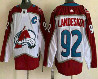 Men's Colorado Avalanche #92 Gabriel Landeskog White 2022 Authentic Jersey