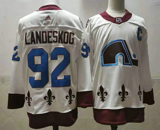 Men's Colorado Avalanche #92 Gabriel Landeskog White Adidas 2020-21 Stitched NHL Jersey