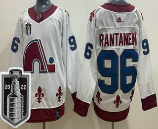Men's Colorado Avalanche #96 Mikko Rantanen White 2021 Reverse Retro 2022 Stanley Cup Stitched Jersey