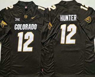 Men's Colorado Buffaloes #12 Travis Hunter Black Limited FUSE Team Logos College Football Jersey