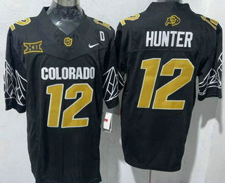 Men's Colorado Buffaloes #12 Travis Hunter Limited Black With D Patch 2024 College Football Jersey