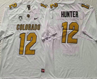 Men's Colorado Buffaloes #12 Travis Hunter Limited White Gold College Football Jersey
