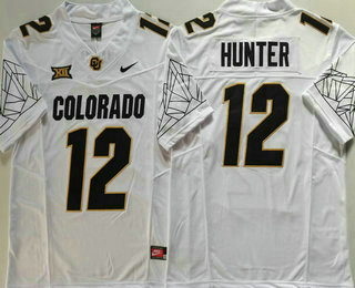 Men's Colorado Buffaloes #12 Travis Hunter White Black 2024 Limited FUSE College Football Jersey