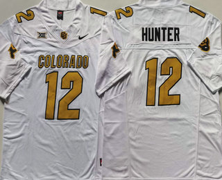 Men's Colorado Buffaloes #12 Travis Hunter White Limited FUSE Team Logos College Football Jersey