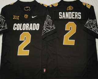 Men's Colorado Buffaloes #2 Shedeur Sanders Black Gold With XII Patch FUSE Vapor Stitched Jersey