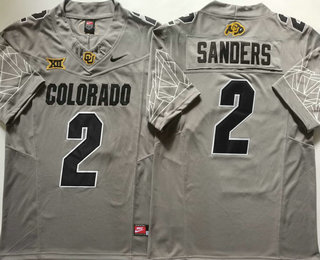 Men's Colorado Buffaloes #2 Shedeur Sanders Grey 2024 Limited FUSE College Football Jersey