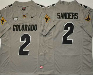 Men's Colorado Buffaloes #2 Shedeur Sanders Grey Limited FUSE Team Logos College Football Jersey