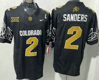 Men's Colorado Buffaloes #2 Shedeur Sanders Limited Black With L Patch 2024 College Football Jersey