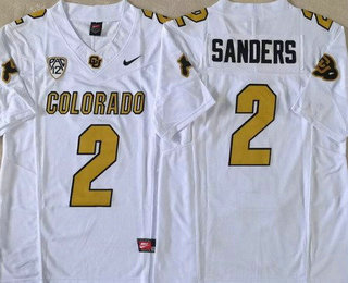 Men's Colorado Buffaloes #2 Shedeur Sanders Limited White FUSE Team Logos College Football Jersey