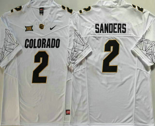 Men's Colorado Buffaloes #2 Shedeur Sanders White Black 2024 Limited FUSE College Football Jersey