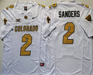 Men's Colorado Buffaloes #2 Shedeur Sanders White Limited FUSE Team Logos College Football Jersey