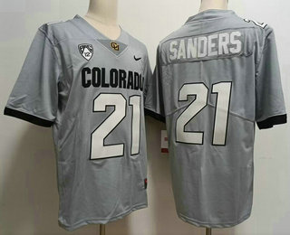 Men's Colorado Buffaloes #21 Shedeur Sanders Grey White College Vapor Limited Stitched Jersey