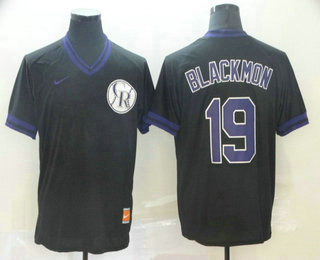 Men's Colorado Rockies #19 Charlie Blackmon Black Nike Cooperstown Collection Legend V Neck Jersey