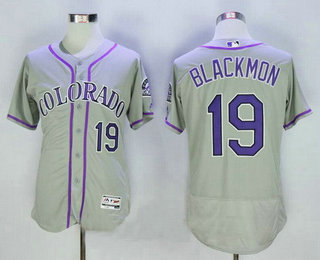 Men's Colorado Rockies #19 Charlie Blackmon Gray Road Stitched MLB Majestic Flex Base Jersey