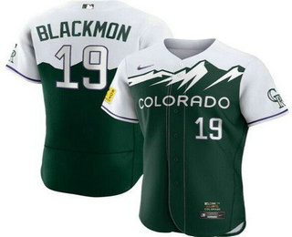 Men's Colorado Rockies #19 Charlie Blackmon Green 2022 City Connect Authentic Jersey