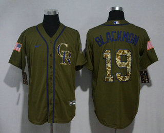 Men's Colorado Rockies #19 Charlie Blackmon Green Salute To Service Stitched MLB Cool Base Nike Jersey