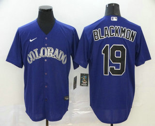 Men's Colorado Rockies #19 Charlie Blackmon Purple Stitched MLB Cool Base Nike Jersey