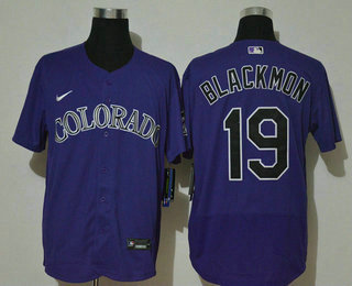 Men's Colorado Rockies #19 Charlie Blackmon Purple Stitched MLB Flex Base Nike Jersey
