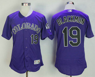 Men's Colorado Rockies #19 Charlie Blackmon Purple Stitched MLB Majestic Flex Base Jersey