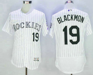 Men's Colorado Rockies #19 Charlie Blackmon White Pinstripe Home 2016 Flexbase Majestic Baseball Jersey