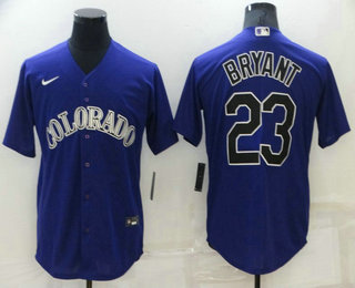 Men's Colorado Rockies #23 Kris Bryant Purple Stitched MLB Cool Base Nike Jersey