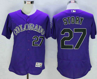 Men's Colorado Rockies #27 Trevor Story Purple Flexbase 2016 MLB Player Jersey