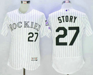 Men's Colorado Rockies #27 Trevor Story White Flexbase 2016 MLB Player Jersey