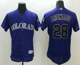 Men's Colorado Rockies #28 Nolan Arenado Alternate Purple 2016 FlexBase Baseball Jersey