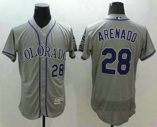 Men's Colorado Rockies #28 Nolan Arenado Grey Flexbase 2016 MLB Player Jersey