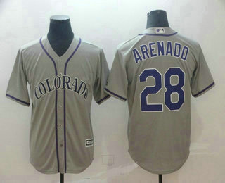 Men's Colorado Rockies #28 Nolan Arenado Grey Stitched MLB Cool Base Jersey