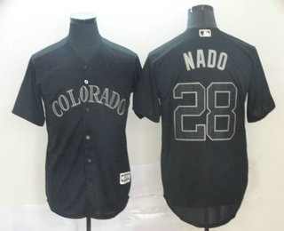 Men's Colorado Rockies #28 Nolan Arenado Nado Black 2019 Players' Weekend Stitched Nickname Jersey