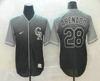 Men's Colorado Rockies #28 Nolan Arenado Nike Grey Fade Stitched Jersey