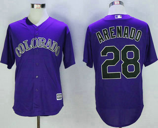 Men's Colorado Rockies #28 Nolan Arenado Purple New Cool Base Jersey