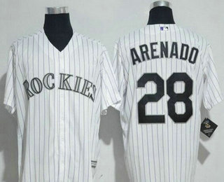 Men's Colorado Rockies #28 Nolan Arenado White Home Stitched MLB Majestic Cool Base Jersey