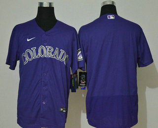 Men's Colorado Rockies Blank Purple Stitched MLB Flex Base Nike Jersey