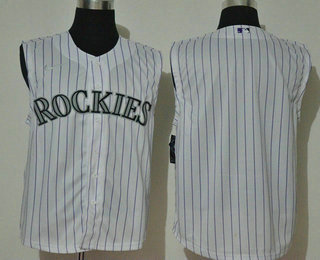Men's Colorado Rockies Blank White 2020 Cool and Refreshing Sleeveless Fan Stitched MLB Nike Jersey