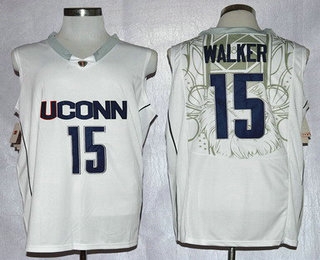 Men's Connecticut Huskies #15 Kemba Walker White College Basketball Nike Jersey