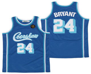 Men's Crenshaw #24 Kobe Bryant Light Blue With KB Patch Swingman Throwback Jersey