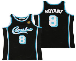 Men's Crenshaw #8 Kobe Bryant Black With KB Patch Swingman Throwback Jersey