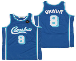 Men's Crenshaw #8 Kobe Bryant Light Blue With KB Patch Swingman Throwback Jersey