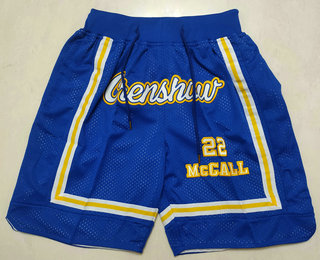 Men's Crenshaw High School #22 Quincy McCall Blue Basketball Just Don Swingman Shorts