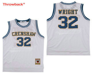 Men's Crenshaw High School #32 Monica Wright White Soul Swingman Stitched Basketball Jersey