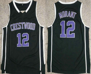 Men's Crestwood High School Knights #12 Ja Morant Black Basketball Jersey 01